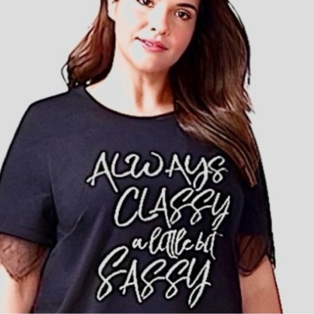 2/$13🌼LANE BRYANT Graphic Tee With Lace Trim🌼 - Picture 5 of 11